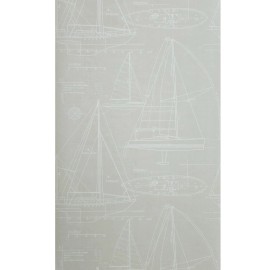 Wallquest Beige Cream nautical blueprint sailing boat coastal Marine drawings wallpaper 3D - sample 8.5 inches x 11 inches