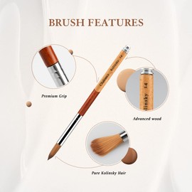 Chaleance Acrylic Nail Brush for Acrylic Powder, 18# Nail Brush for Acrylic Application, 100% Oval Kolinsky Sable Nail Brush, Nail Art Painting Tool