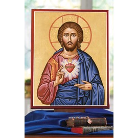 Monastery Icons Sacred Heart of Jesus Mounted Plaque Icon Reproduction (11" x 14")