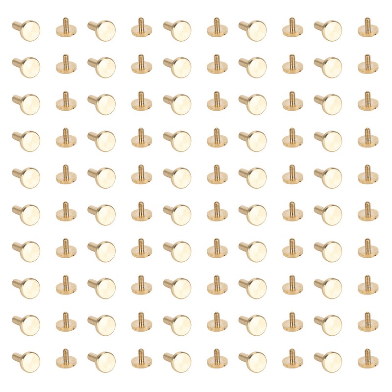 50 Set Binding Rivet Round Flat Head Brass Slot Screw