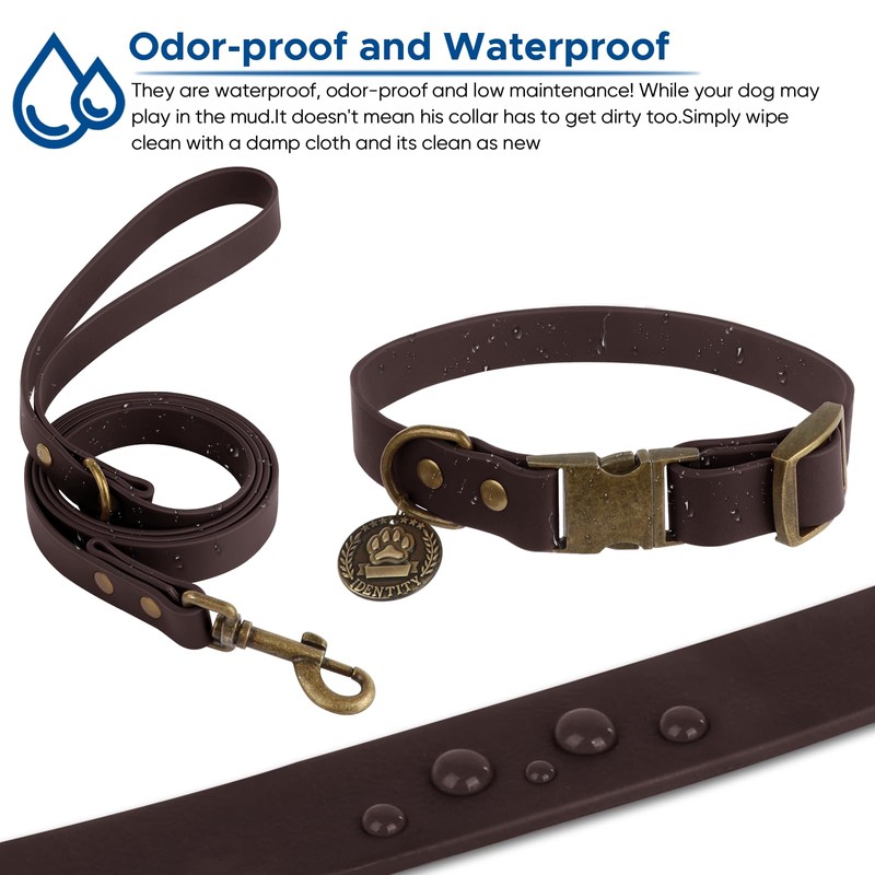 Wisedog Dog Collar and Leash Set, Waterproof Adjustable Puppy Collars