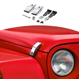 RT-TCZ for Wrangler Hood Latches Catch Kit with Lock for Jeep Wrangler JK JKU JL JLU Gladiator JT 2007-Present Chrome Exterior Accessories 2pcs
