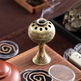 Charcoal Incense Burner - Metal Incense Censer - Desk Statue for Aromatherapy Meditation Space Yoga Room Hotel Restaurant Temple Patio Ceremony Family Friends Country