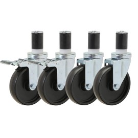 Food Prep Table Casters Set of 4 | 5" Polyolefin Caster Kit (2 Swivel and 2 Locking) for 1-1/2" ID Tubing …