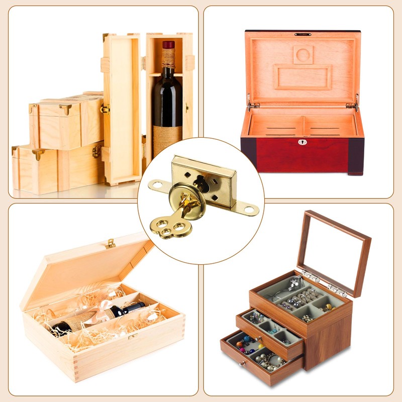 uxcell Vintage Full Mortise Mini Locks with Key Set of