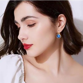 VONSSY Crystal Earrings in Rose Gold for Women | Gemstone Hoop Earrings | French Hook Earrings | Silver Earrings Jewellery Gift for Wife Girlfriend, Crystal, Cubic Zirconia