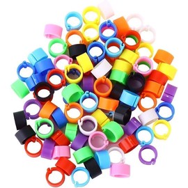 100Pcs 10-Color Poultry Leg Bands, Leg Bands Clip-on Rings for Birds, Ducks and Chickens, Multi-Color Farm Animal Livestock Tagging Accessories, 8mm Adjustable Clip-On Bird ID Rings for Poultry