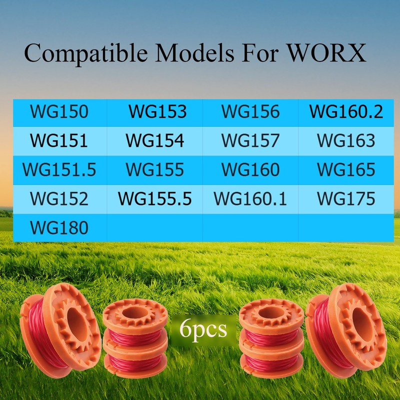 MOLHEM 6 PCS Strimmer Spool for Worx McGregor MCT2X1825 CLGT18LG/1