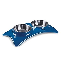 Zack & Zoey Arc Melamine Dog Diners 2 Conjoined 12 oz Bowls Choose Color Blue Purple Grey