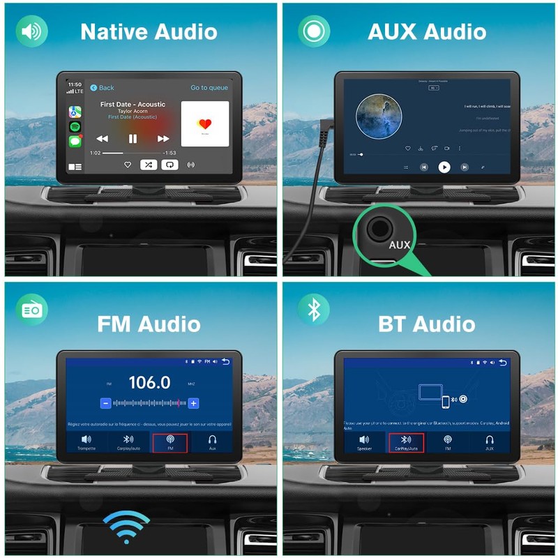 Pyniro 9" Carplay Screen Portable for Car, Wireless Carplay &