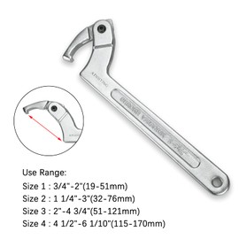 ATNHYING 4 pcs Spanner Wrench Set, Adjustable C Pin Spanner Hook Wrench Tool for Machine Tools, Vehicles, Mechanical Equipments,Round Head3mm5mm6mm8mm (4pcs Square Head)