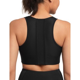 Yvette High Impact Sports Bras for Women with Front Zipper Full Support Racerback Sports Bra Plus Size for Running Gym,Black,M+