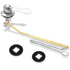 Boltigen Universal Front Mount Toilet Handle, Toilet Trip Lever Handle Replacement with Stainless Steel Flapper Chain, White Toilet Tank Flush Handle Lever