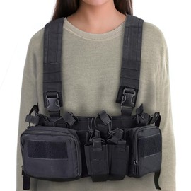 Avan Knight KRB251 Survival Game Chest Rig Magazine Pouch, Tactical Vest, Lightweight, Lightweight, Black