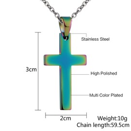 Aienid Stianless Steel Multicolor Cross Pendant Necklace for Women Men