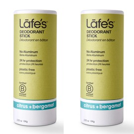 Lafe's Natural Deodorant | 2-Pack 2.25oz Plastic Free Natural Deodorant Stick in Paper Packaging | Aluminum, Paraben and Baking Soda Free with 24-Hour Protection (2-Pack Citrus & Bergamot)