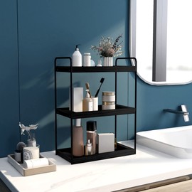 Dorhors 3 Tier Bathroom Counter Organizer,Countertop Bathroom Storage Shelf,Counter Tray and Vanity Organizer (Black)