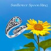 Sunflower Spoon Ring 925 Sterling Silver Sunflower Turquoise Adjustable Rings