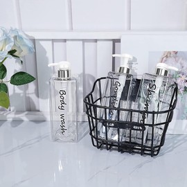 21oz Shampoo Dispenser - Refillable Shampoo and Conditioner Bottles (Clear, Set of 3) - Modern Shampoo Bottles for Shower Soap - Empty Shampoo Conditioner Body Wash Dispenser Set - for Hotel Bathroom