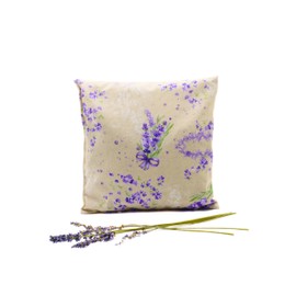 Lavender Pillow - Hand Stitched with 85 g Lavender Flowers from Provence - Lavender Cushion (Grey)