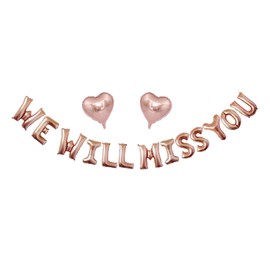 YCLIN Rose Gold 'WE WILL MISS YOU' Heart Balloons Banner Set - Farewell Party Decorations Supplies
