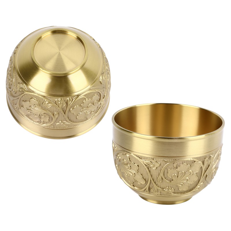Brass Tea Cup Exquisite Embossed Patterns Retro European Small Coffee