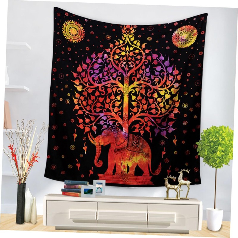 TEHAUX Elephant Pattern Wall Hanging Tapestry Creative Background Drop for