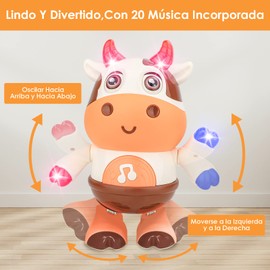 BSOON Juguete para Gatear para niño, Juguetes Interactivos para niña y niño con 20 Música y Luces, Sensory Toy, Juguetes Educativos de Aprendizaje Interactivo, Regalo Perfecto (Linda Vaquita)