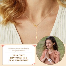 Myfresty Religious Christian Gifts for Women Faith, 18K Gold Plated 925 Sterling Silver Small Dainty Infinity Cross Necklace, Confirmation Baptism Easter Gifts for Her
