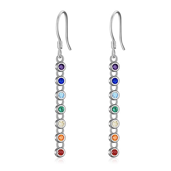 Sterling Silver Lotus/Chakra/Dragonfly Moonstone dangle Drop Earrings Yoga Jewelry for