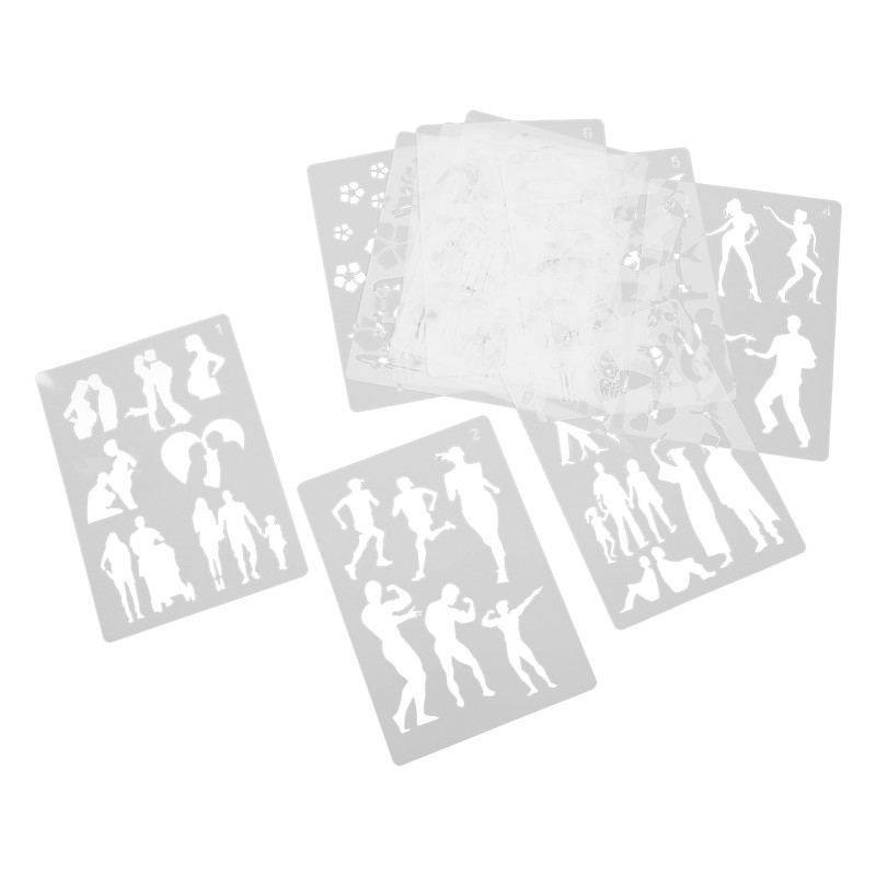 12Pcs Paint Stencils A4 Characters Animals Plants Safe Poisonless Durable