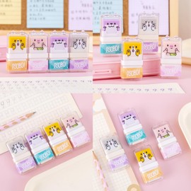 4 Pack Pencil Erasers, Teacher Classroom Favors, with Clean Up Shaving Roller and Cover, Fun and Cute Animal Themed Erasers, Perfect Gift for Home Office Party, Back to School Supplies