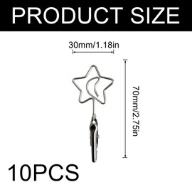 Photo Rope with Clips, Photo Wire Rope with 10 Pieces Metal Photo Holder Photo Lead 160 cm x 2 mm Photo Chain Steel Rope with Eyelets and Hooks for Hanging Photos and Children's Drawings, Star Shape