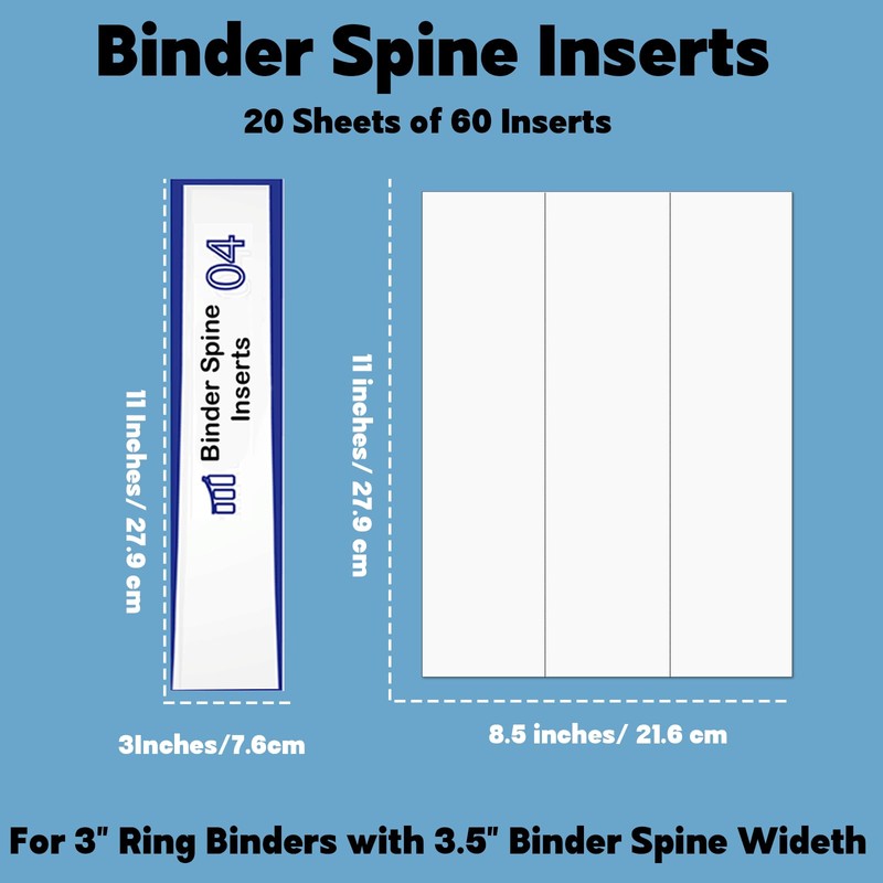 gisgfim 20 Sheets Binder Spine Inserts 3 Inch Spine Width