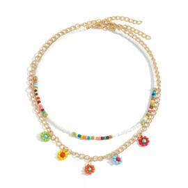 Roe Dolph Boho Beaded Necklace for Women Surfer Choker Summer Necklace Pendant Pretty Stylish Beach Necklace Gifts