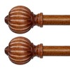 QDWIS 2 Pack Curtain Rods for Windows 28 to 48 Inch, 1 Inch Wood Adjustable Heavy Duty Decorative Drapery Rods with Classic Finials, Imitation Red Wood Window Curtain Pole, 18-45''