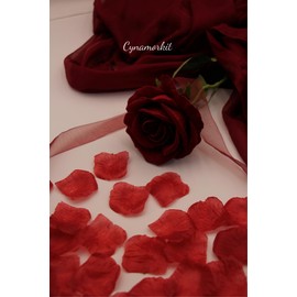 Cynamorkit Burgundy Rose Petals 1000 PCS Fake Rose Petals for Romantic Night, Valentine‘s Day. Artificial Flower Petals for Wedding, Proposal Decorations, Wine Rose Petals, Red Petals (Dark Red)