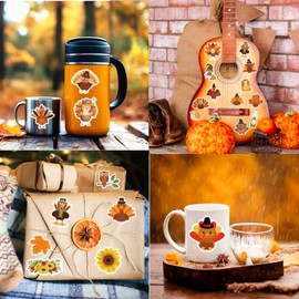 200PCS Thanksgiving Stickers, Fall Cute Turkey Stickers, Thanksgiving Vinyl Waterproof Holiday Stickers for Water Bottles Thanksgiving Decorations Cards Envelopes Party Favors Scrapbooking