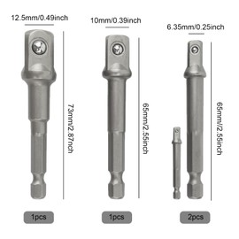 TRACOMPAN 4 Piece Drill Socket Adapter Set - 1/4", 3/8" & 1/2" Impact Socket Adapters | Drive Socket Adaptars with Hex Bit Compatibility | for Impact Driver/Drill/Wrenches/Ratchets/Screwdrivers