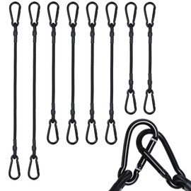JunGG Tensioning Elastic Straps with Carabiner, 2 x 30 cm, 4 x 60 cm, 2 x 100 cm Expander with Carabiner Hook, Set of 8, Lashing Straps with Hooks, Rubber Tensioner, Luggage Tensioner for Camping,