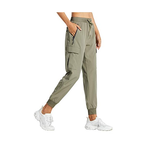 Libin Women's Cargo Joggers Lightweight Quick Dry Hiking Pants Athletic Workout Lounge Casual Outdoor, Silver Sage XL