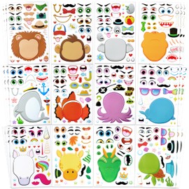 JOYIN 36 PCS 9"x6" Make a face Stickers for Kids, Make Your Own Animal Mix and Match Sticker Sheets with Safaris, Sea and Fantasy Animals Kids Crafts Party Favors Goodie Bags Stuffers