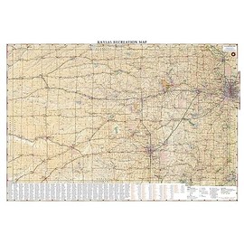 Benchmark Maps: Kansas Recreation Wall Map - 26 x 37 inches - Front Lamination