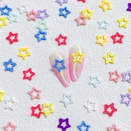 100Pcs Star Nail Art Charms 3D Accessories Mix Color Rhinestone for Acrylic Resin Art Supplies Women Girls DIY Manicure Decorations