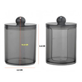 MIEGUIWOR 2 Cotton Pad Dispenser Made of PET,Ideal for Cotton Bud Containers, Cotton Pads Storage, Organiser for Cosmetics, Makeup, Q-Tips, Perfect for Bathroom, Bedroom, Dressing Table (Black, A)