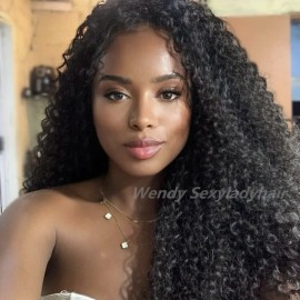 Raw Hair Body Wave Lace Closure Glueless Wigs Original Luxury Raw Vietnam Human Hair Wigs for Black Womenstyle: 4*4 HD 180 density Italian curl wig, color: Black, Stretched Length: 12 inches