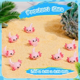 Lewtemi 12 Pieces Mini Resin Axolotl Charm Axolotl Tiny Animal Figurine Gifts Miniature Garden Landscape Aquarium Dollhouse Ornament Potted Plants Decoration DIY Crafts (Pink)