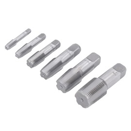 NPT Tap Set, Machuelos Para Hacer Roscas A Metal 1in 3/4in 1/2in 3/8in 1/4in 1/8in Carbon Steel Thread Tapping Tool Kit 6Pcs Pipe Tap NPT for PVC Pipe