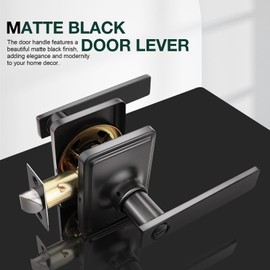 GOBEKOR 6 Pack Matte Black Door Handle Privacy Door Handles with Lock Black Keyless Privacy Door Levers Interior Lever Door Handle for Bedroom Bathroom Keyless Interior Door Locks