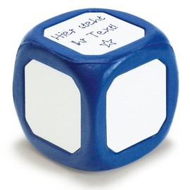 TimeTEX Blank cube with white surfaces, 5.5 cm, blue, can be written on and wiped clean with rounded edges